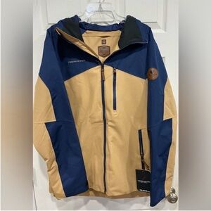 Obermeyer Men's Medium Chandler Shell Jacket Dune Tan Blue NWT Ski Snowboard